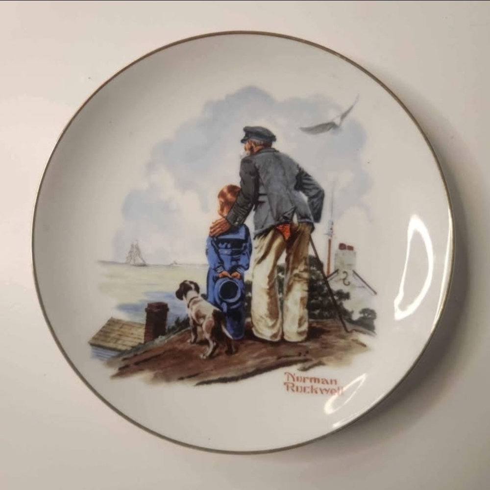 '85 Norman Rockwell Plate "Looking Out To Sea"